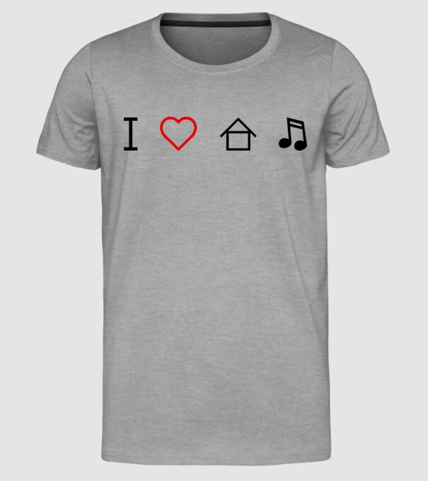 I love house music model gri pe tricou