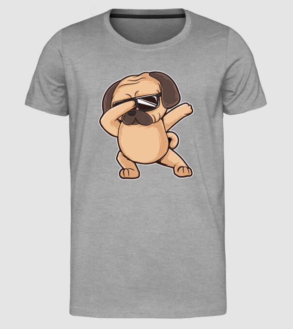 Mops DAB model gri pe tricou