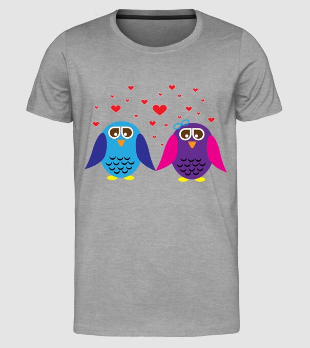Owl Love model gri pe tricou