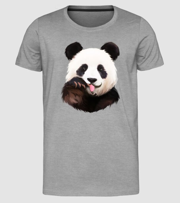 Panda face model gri pe tricou