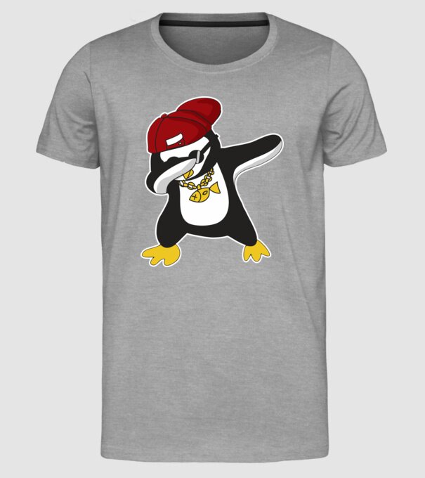 Pinguin DAB model gri pe tricou