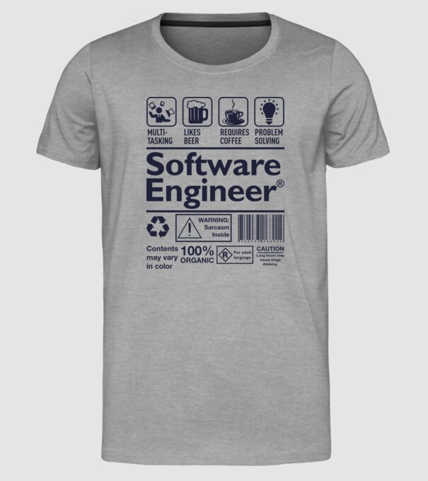 Software Engineer model gri pe tricou