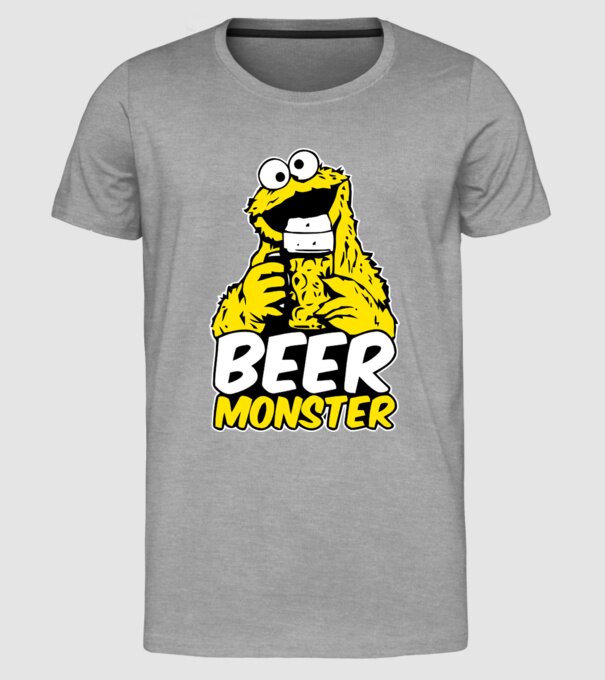 Monstru bere model gri pe tricou