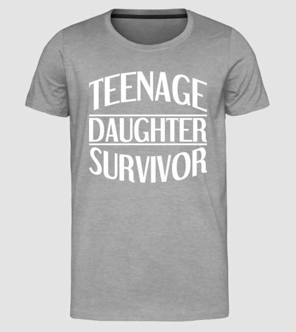 teenage daughter survivor model gri pe tricou