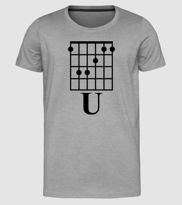 U Chord model gri pe tricou