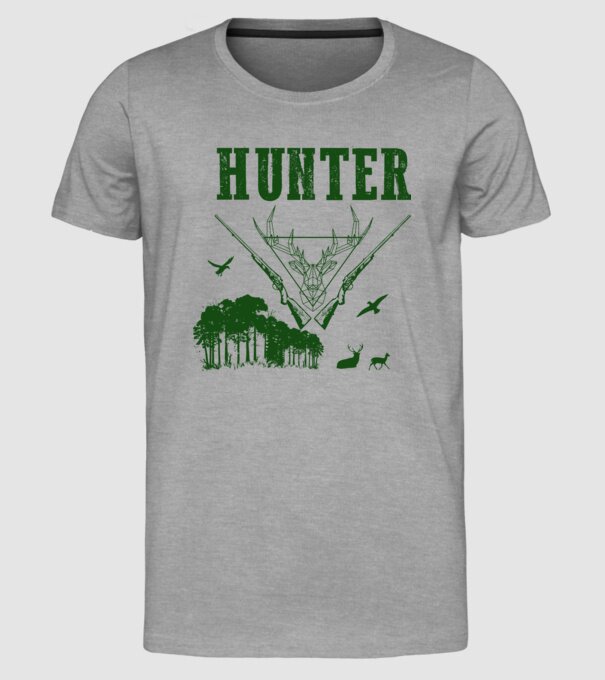 Vânător model gri pe tricou