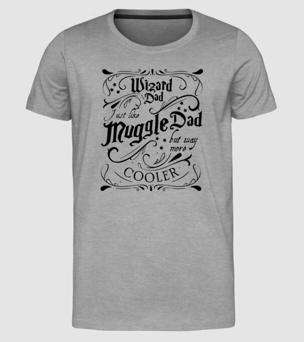 Wizard dad model gri pe tricou