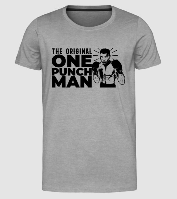 Ali the original one punch man model gri pe tricou