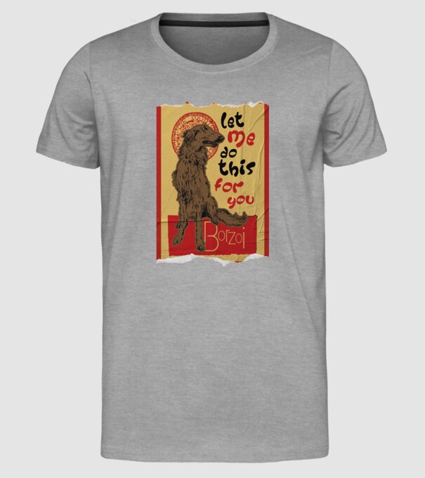BORZOI retro poster chat noir poster texture model gri pe tricou