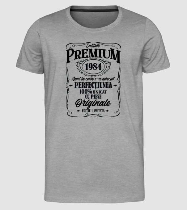 calitate premium -1984 - anul în care s-a născut - perfecțiunea - 100% unicat, cu piese originale, ediție limitată model gri pe tricou