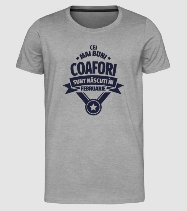 Cei mai buni coafori sunt născuți în Februarie model gri pe tricou