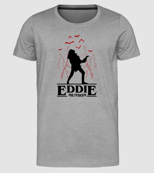 eddie munson stranger things model gri pe tricou