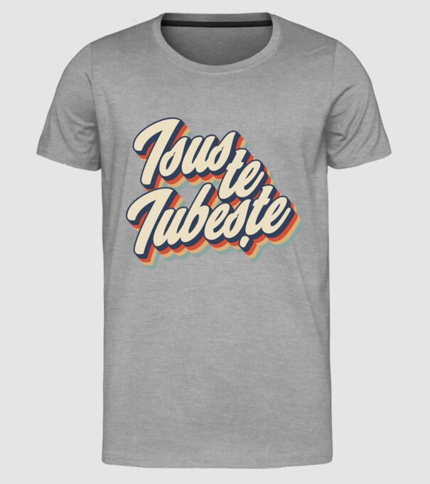 Isus te iubește model gri pe tricou