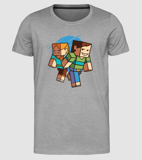 Minecraft model gri pe tricou