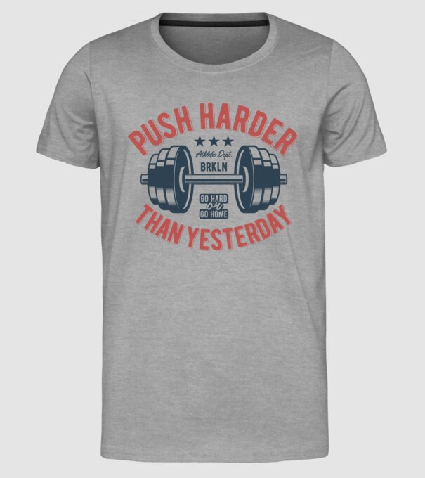 push harder model gri pe tricou
