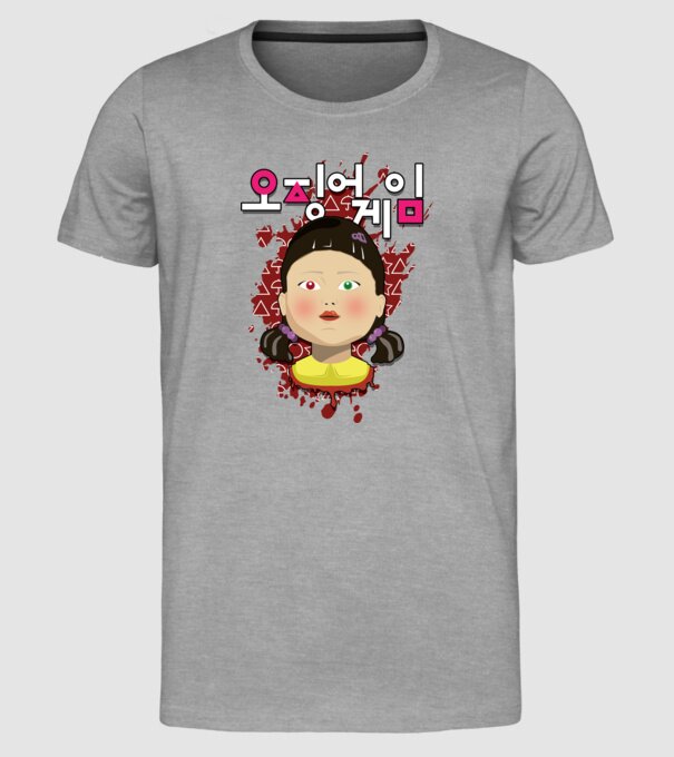 red light green light doll model gri pe tricou