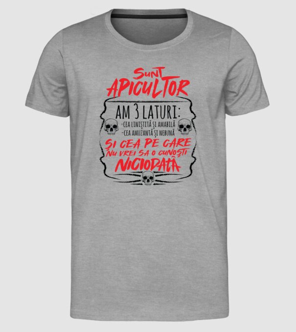 sunt apicultor am 3 laturi model gri pe tricou