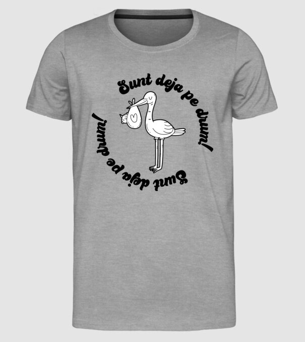 Sunt deja pe drum model gri pe tricou