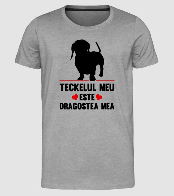 teckelul meu este dragostea mea model gri pe tricou