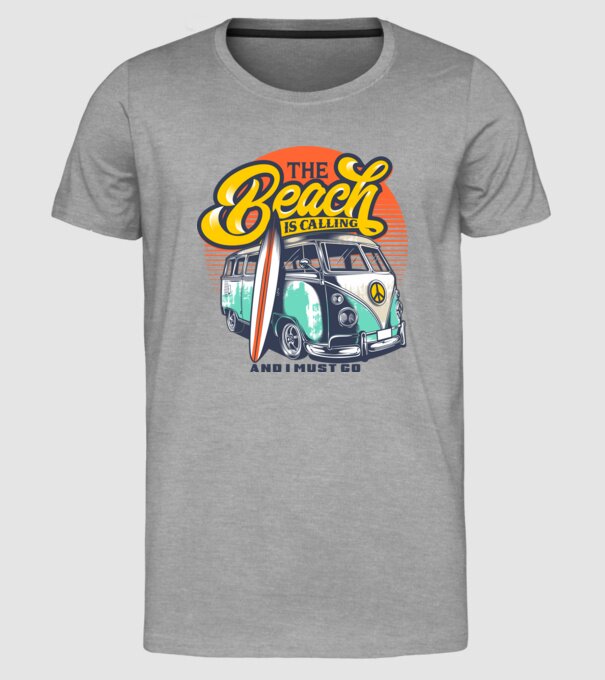 The Beach is Calling model gri pe tricou