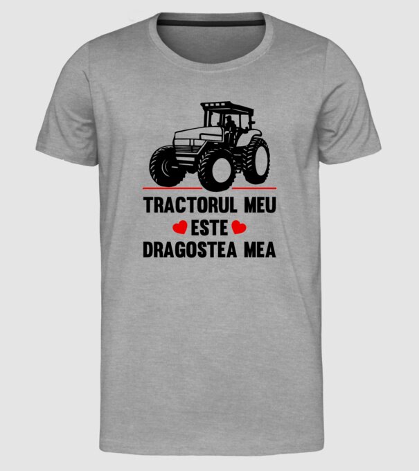 tractorul meu este dragostea mea model gri pe tricou