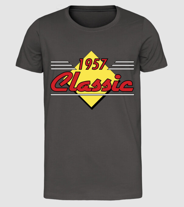 Classic - 1957 model gri închis pe tricou