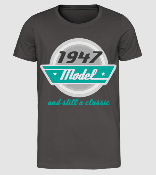Model and still a classic - 1947 model gri închis pe tricou