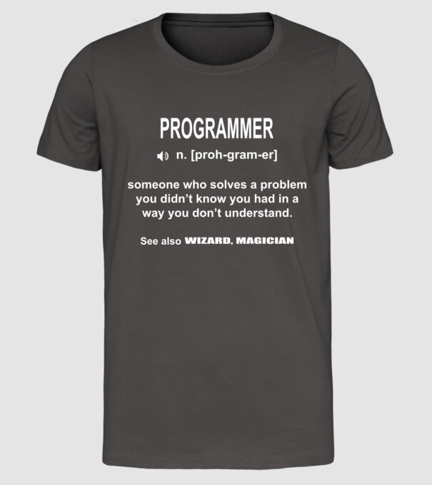 Programmer model gri închis pe tricou