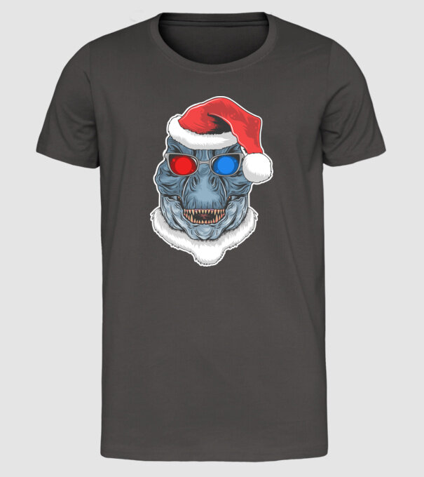 Santasaurus Rex model gri închis pe tricou