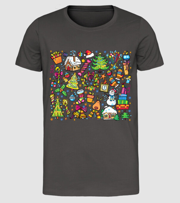 Xmas elements model gri închis pe tricou