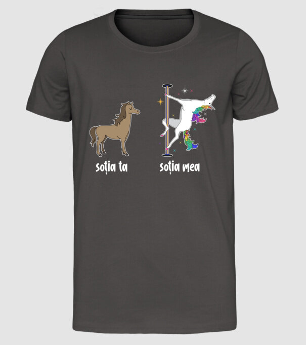 soția ta - soția mea model gri închis pe tricou