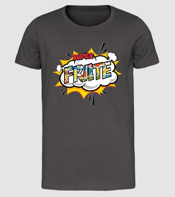 Super Frate model gri închis pe tricou