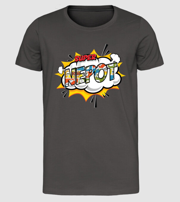 Super Nepot model gri închis pe tricou