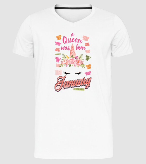 A queen was born in JANUÁR model alb pe tricou