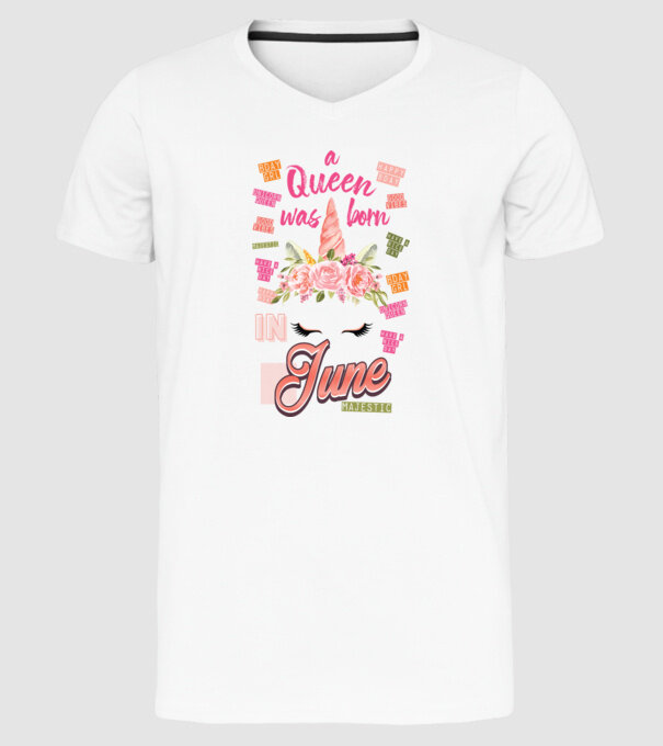 A queen was born in JÚNIUS model alb pe tricou