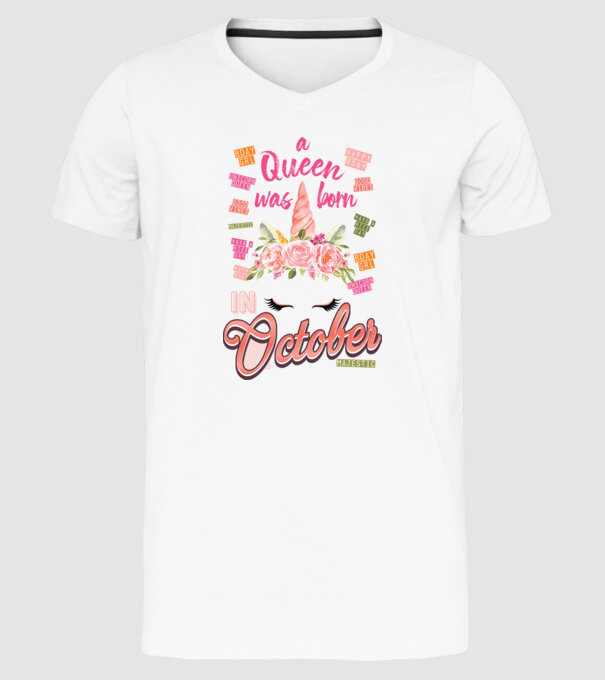 A queen was born in OKTÓBER model alb pe tricou