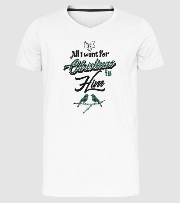 All i want for Christmas is Him model alb pe tricou