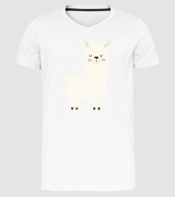 Alpaca model alb pe tricou