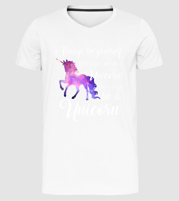 Always be UNICORN model alb pe tricou