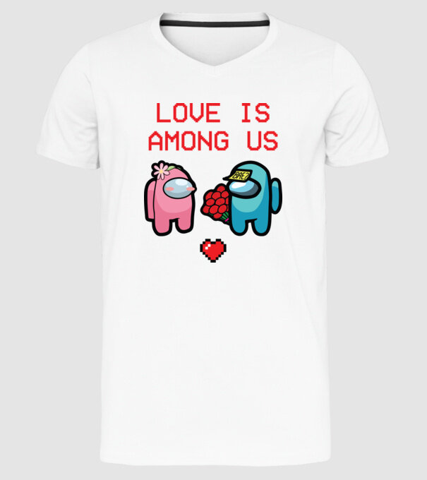 Among us love model alb pe tricou