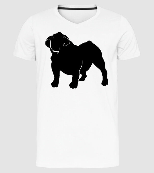 Bulldog englezesc model alb pe tricou