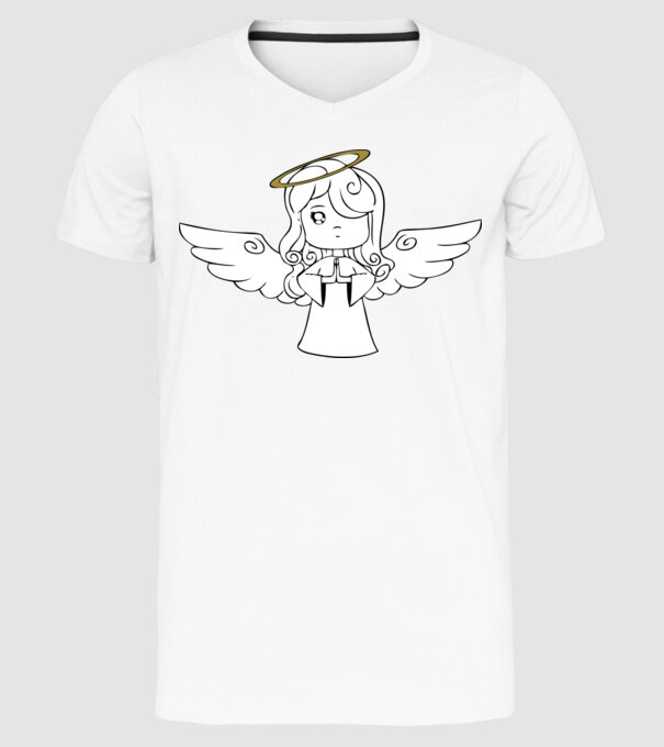 Îngeraș model alb pe tricou