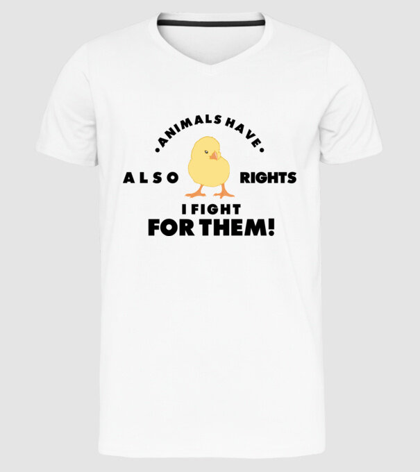 Animals also have rights model alb pe tricou