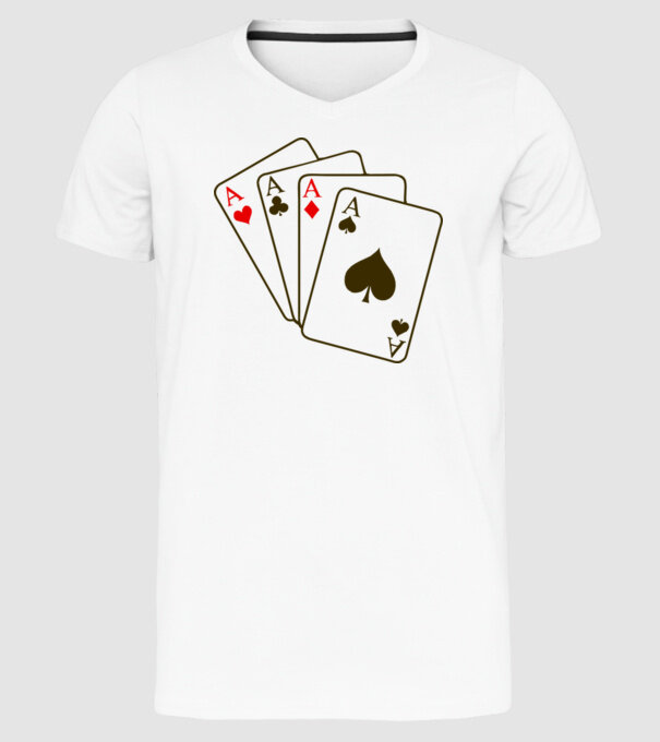 Ași model alb pe tricou