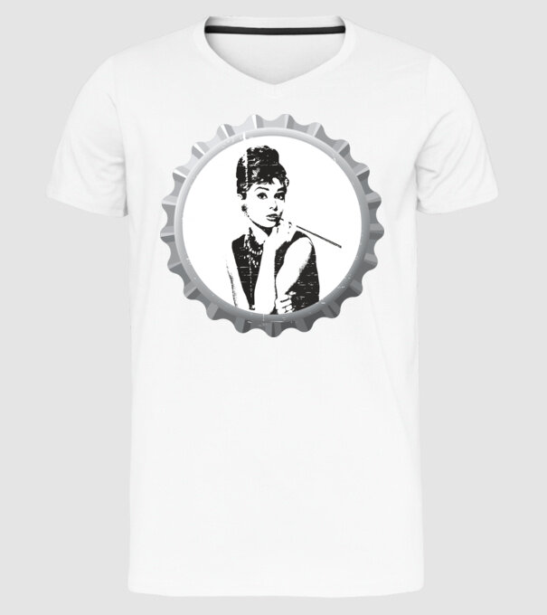 Audrey model alb pe tricou
