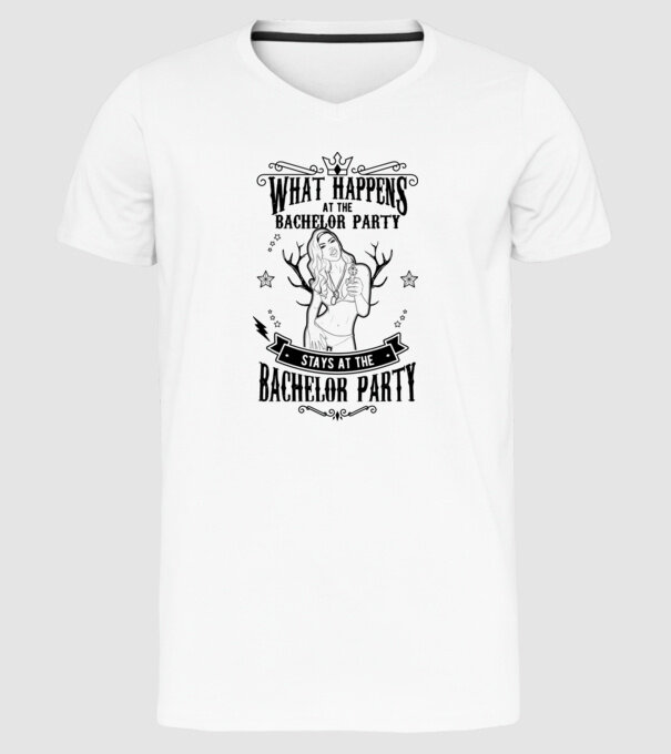 Bachelor party model alb pe tricou