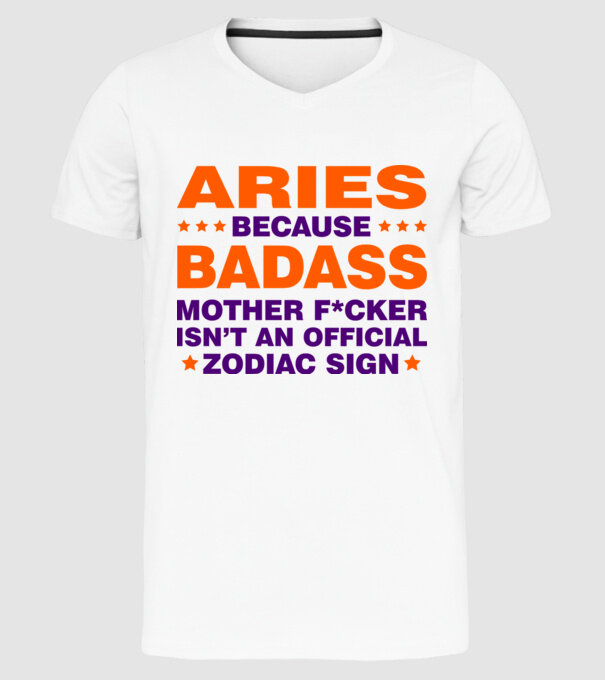 Badass zodiac ARIES model alb pe tricou