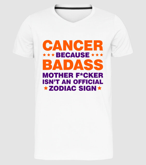 Badass zodiac CANCER model alb pe tricou