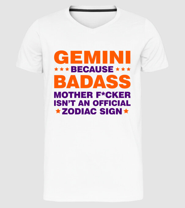Badass zodiac GEMINI model alb pe tricou