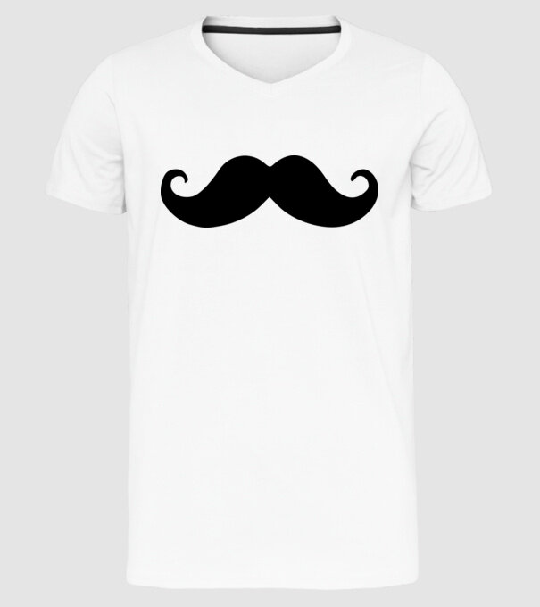 mustață1 model alb pe tricou